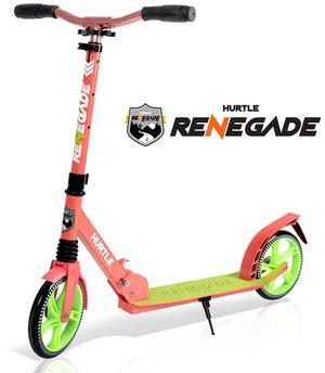 Hurtle Lightweight and Foldable Kick Scooter - Adjustable Alloy Deck with High Impact Wheels for Teens and Adults (Watermelon) - HURTS89