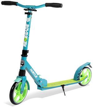 Hurtle Lightweight and Foldable Kick Scooter - Adjustable Alloy Deck with High Impact Wheels for Teens and Adults (Teal Blue) - HURTSTEL