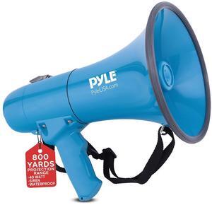Pyle 40W Megaphone Siren Bullhorn Speaker  Waterproof, Rechargeable, Portable - PMP80WLTB (Blue)