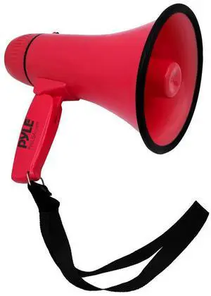 Pyle 20W Portable Megaphone Bullhorn  Aux/MP3 Input, Siren, Music, Whistle, 60-Second Recording - PMPRA213RD (Red)