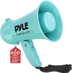 Pyle 15W Portable Megaphone with Built-in Microphone  Lightweight, Talk & Siren Modes - PMP15