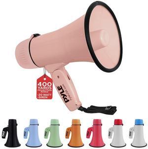 Pyle PMPRA213PK Portable Speaker Bullhorn Megaphone with Siren, 20-Watt, Aux Input, Pink