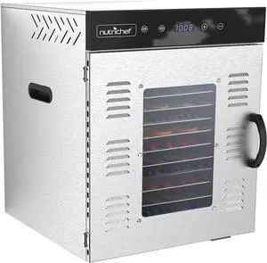 NutriChef NCFD16X Premium Food Dehydrator, 16 Stainless Steel Trays, Digital Timer & Temperature Control, 1500W