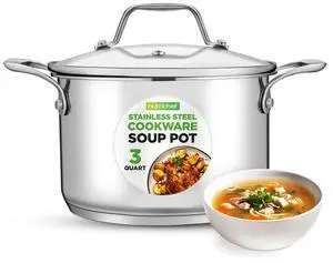 NutriChef NCSP3 Stainless Steel Cookware Soup Pot, 3 Quart, Heavy Duty Induction Pot with Lid