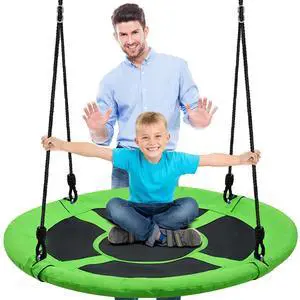 SereneLife SLSWNG100GN Flying Fun Toy Swing - Indoor/Outdoor Hanging Rope Swing Seat Spinner (Green)