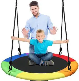 SereneLife SLSWNG100RB Flying Fun Toy Swing  Indoor/Outdoor Hanging Rope Swinging Seat Spinner (Rainbow)