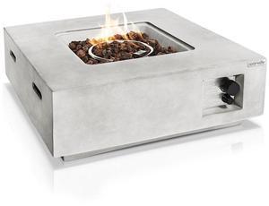 SereneLife 40,000 BTU Propane Gas Fire Pit Table - SLFPLG9 - Square with Lava Rock & Cover