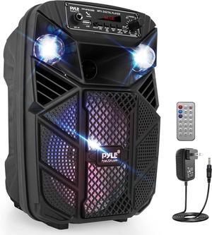 Pyle 8" Bluetooth Portable PA Speaker with LED Lights - PPHP838B - 300W, USB/FM/Aux