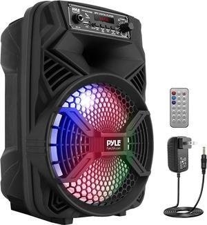 Pyle 8" Portable Bluetooth PA Speaker - PPHP836B - 300W with LED Lights, FM Radio, USB/MP3 Support