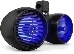 Pyle 8" Dual Marine Wakeboard Speakers - PLMRWK81BK - Waterproof with Built-in LED Lights