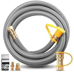 SereneLife 10-Foot Natural Gas Hose with Quick Connect Fittings - Conversion Kit, Works with SLFPS3, SLFPTL, SLFPX45, SLFPSX55, SLFPTIL49, SLFPX69