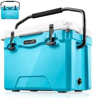 SereneLife 25-Quart Portable Cooler Box - Blue, Holds 63 Cans, Ice Retention Up to 5 Days