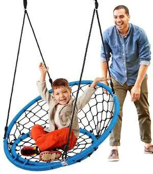 SereneLife Spider Web Swing - Indoor/Outdoor Hanging Rope Swinging Seat Spinner for Children & Small Adults, 440 lb Capacity
