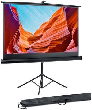Pyle 84-Inch Tripod Projector Screen - Floor Standing, Portable Fold-Out Roll-Up Manual Screen, 16:9 Aspect Ratio