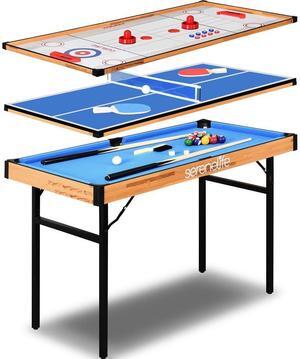 SereneLife 4-in-1 Multi-Function Game Table  Includes Pool Table, Hockey Table, Shuffleboard Table, and Pingpong Table