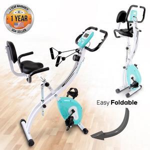 SereneLife Smart Stationary Exercise Bike - Digital Fitness Bicycle Pedal Trainer with Pulse Monitor, Fold-Away Style