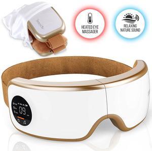 SereneLife Digital Eye Massager - Rechargeable, Adjustable Goggle Visor Style, 5 Preset Massage Modes, Built-in MP3 Player