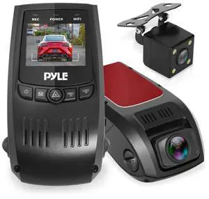 Pyle Dual Camera Car Dash Cam & Waterproof Backup Camera  1080p HD DVR Video Recorder with 1.5" Display & G-Sensor (PLDVRCAM74)