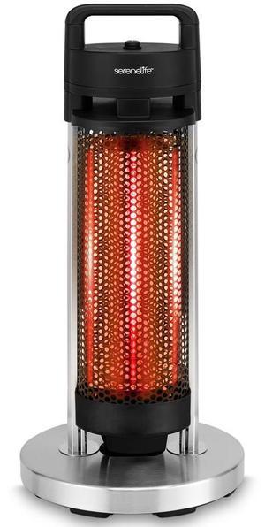 SereneLife 900W Electric Patio Heater  Portable Indoor/Outdoor Heater with 360° Tip-over Safety Switch and Odorless Infrared Heating (Black)