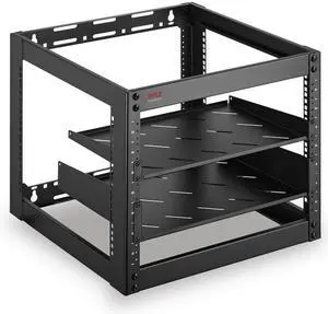 Pyle 10U Network Cabinet - Enclosed Wall Mount Rack with Mounted Fan, Lockable Door & Hardware - Black