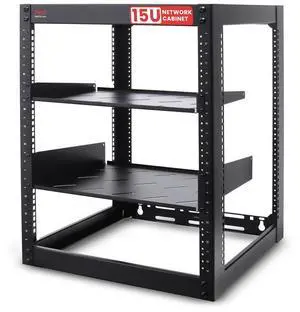 Pyle 15U Network Cabinet - Open Frame Rack, Wall Mountable Heavy Duty Design for Servers & AV Gear - Black
