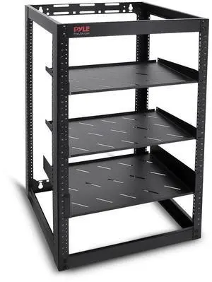 Pyle 20U Network Cabinet - Open Frame Rack, Wall Mountable Heavy Duty Design for Servers & AV Gear - Black
