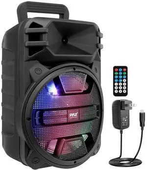 Pyle 12" Bluetooth PA Speaker System with LED Lights - 800W Rechargeable Portable Karaoke Speaker with USB/FM/Aux/Mic Inputs - PPHP1243B