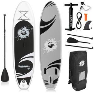 SereneLife 10' Inflatable Stand-Up Paddle Board - Water-Ready SUP with Oar, Air Pump, Safety Leash, & Carry Bag - SLSUPB06
