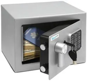 SereneLife Compact Electronic Safe Box with Digital Touchpad, Mechanical Override & Keys - Silver - SLSFE12SIL