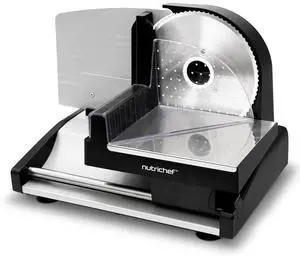NutriChef Electric Meat Slicing Machine with Adjustable Thickness Dial & Stainless Steel Blade - Black - NUGJ801