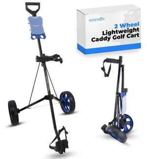 SereneLife Foldable 2-Wheel Steel Golf Push Cart with Foam Handle Grip & Adjustable Brackets - SLGCX5