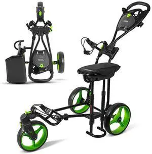 Jovial Foldable 3-Wheel Golf Push Cart with Scorecard Holder, Adjustable Handle & Foot Brake - JOVGFST89