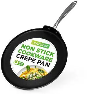 NutriChef 12" Hard-Anodized Nonstick Crepe Pan - NCHAC45 - Dishwasher Safe