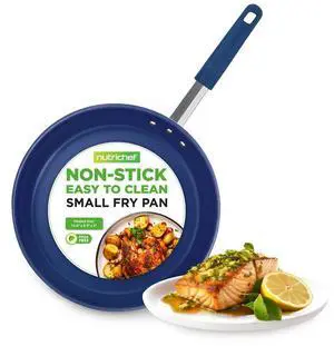 NutriChef 8" Non-Stick Fry Pan with Silicone Handle - NCFRYP8 - Ceramic Coating