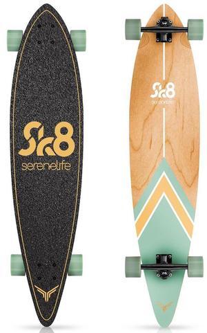 SereneLife 8'' Canadian Maple Deck Skateboard - Mini Cruiser, Designed for Kids, Teens, and Adults (Green)
