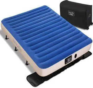 SereneLife Premium Raised Queen Airbed with Steel Frame, Built-In Power Inflating Pump, 500lbs Capacity