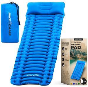 SereneLife Ultralight Sleeping Pad with Carrying Bag, Lightweight & Compact Air Mattress for Backpacking and Hiking (Blue)