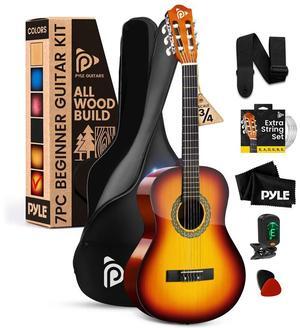 Pyle 36" 6-String Classic Style Guitar - 3/4 Scale Size with Digital Tuner and Accessory Kit (BB)