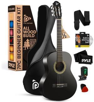 Pyle 34" 6-String Classic Guitar with Digital Tuner and Accessory Kit (Black)