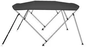 SereneLife 4-Bow Bimini Top Boat Cover with 1" Aluminum Frame, Waterproof UV-Resistant Canopy & Mounting Hardware (Gray, 96" x 85-90" x 54")