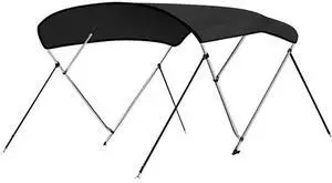 SereneLife 3-Bow Bimini Top Boat Cover with 1" Aluminum Frame, Waterproof UV-Resistant Marine Canvas & Mounting Hardware (Gray, 72" x 79-84" x 46")