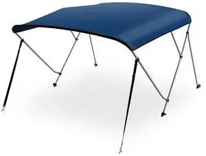 SereneLife 3-Bow Bimini Top Boat Cover with 1" Aluminum Frame, Waterproof UV-Resistant Canvas & Mounting Hardware (Navy Blue, 72" x 61-66" x 46")