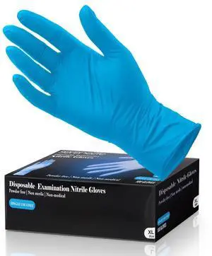 SereneLife Soft Industrial Gloves  Powder-Free Nitrile and Vinyl Disposable Gloves, Extra Large Size, 100-Count