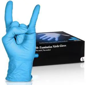 SereneLife Soft Industrial Gloves  Powder-Free Nitrile and Vinyl Disposable Gloves, Large Size, 100-Count