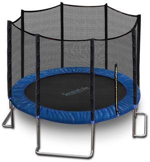 SereneLife 8ft Outdoor Trampoline with Safety Net Enclosure, Large Jumping Surface, Weather-Resistant Design - SLTRA8BL
