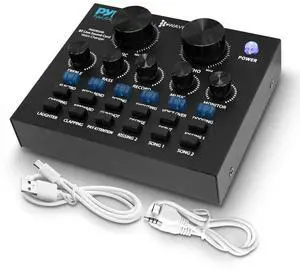 Pyle Compact Karaoke Live Sound Card, Voice Changer Device for PS4, Xbox, Smartphone, iPad, Computer with Multiple Sound Effects - PTCN208