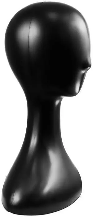 SereneLife Professional Plastic Mannequin Head for Styling, Wig Display, and Jewelry - Black, 16.1" Height - SLMAQHDSK57