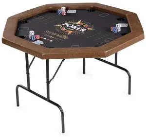 SereneLife Octagonal Poker/Casino Game Table with Cushioned Rail, 8 Players, Foldable & Portable - SLPTH740
