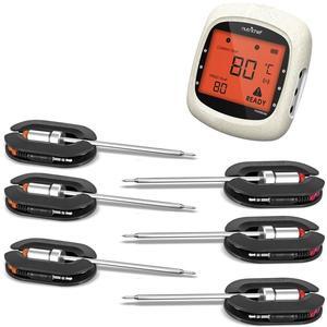 NutriChef 6 Channels Bluetooth BBQ Digital Thermometer, 6 Probes, Large LCD Display for Grilling, Smoking, and Cooking - PWIRBBQ86