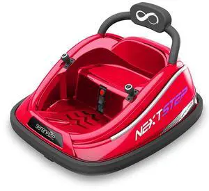SereneLife 360° Spinning Kids Bumper Car with LED Lights, Remote Control, Rechargeable Battery, and Adjustable Safety Belt - SLBUPC84 (Red)